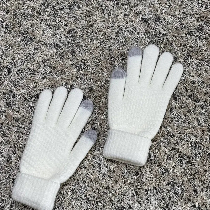 [BUNJANG] White Touch Knit Gloves / 흰색 터치 니트 장갑