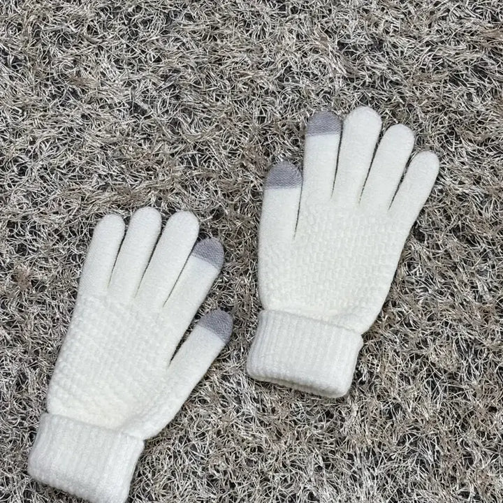 [BUNJANG] White Touch Knit Gloves / 흰색 터치 니트 장갑