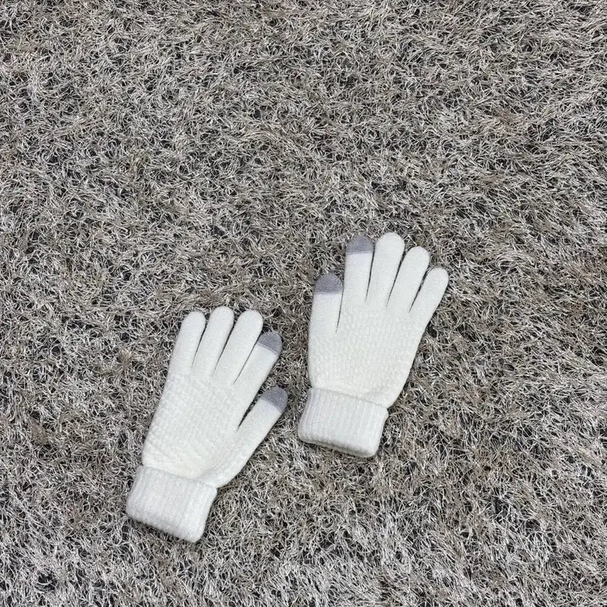 [BUNJANG] White Touch Knit Gloves / 흰색 터치 니트 장갑