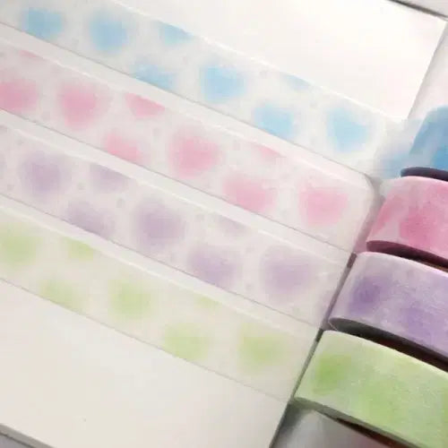 [BUNJANG] Polyticker Blur Heart Washi Tape Set / 폴티커 블러하트 마테 4종