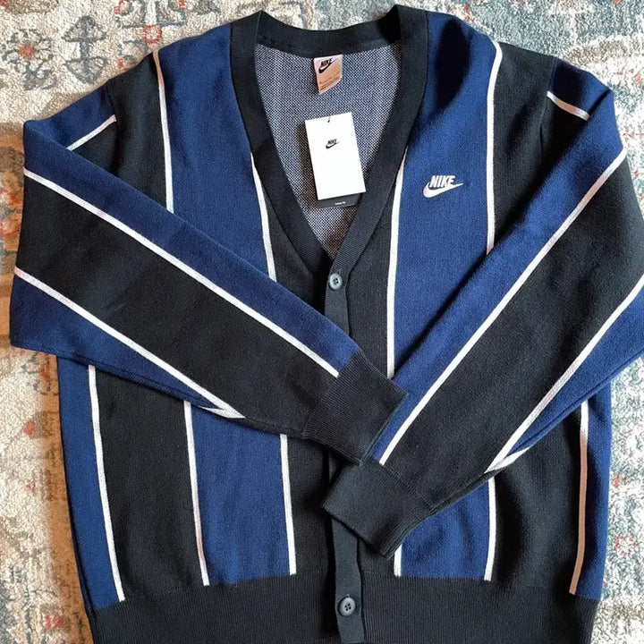 [BUNJANG] Nike Club Fairway Stripe Sweater Cardigan (XL) / 나이키 클럽 페어웨이 스트라이프 스웨터 가디건(새제품. XL)