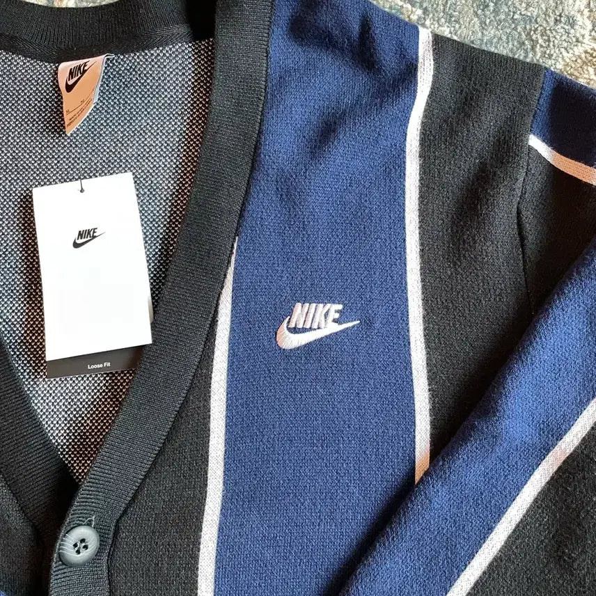 [BUNJANG] Nike Club Fairway Stripe Sweater Cardigan (XL) / 나이키 클럽 페어웨이 스트라이프 스웨터 가디건(새제품. XL)