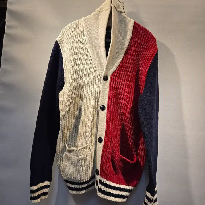 [BUNJANG] Tommy Hilfiger Color Block Knit Cardigan / 타미힐피거 컬러블록 니트 가디건