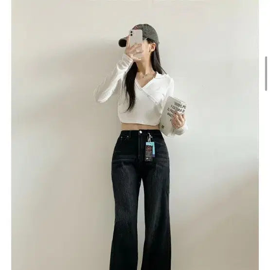 [BUNJANG] Black Wide Denim Pants (S) / [새상품] 흑청 와이드 데님 팬츠 S
