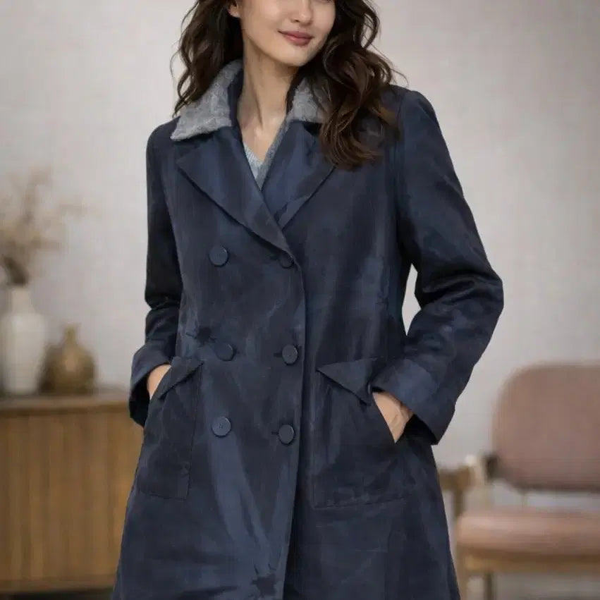 [BUNJANG] Natural Dye Double Coat / 쪽염 + 먹물 천연 염색 더블 코트