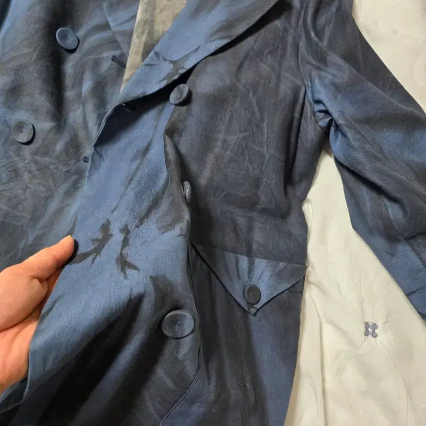 [BUNJANG] Natural Dye Double Coat / 쪽염 + 먹물 천연 염색 더블 코트