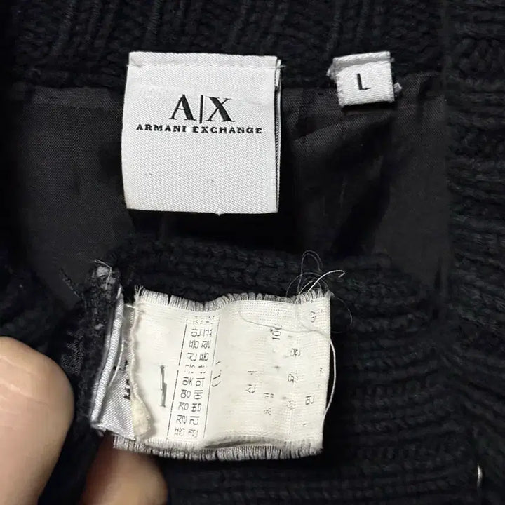 [BUNJANG] Armani Exchange Knit Mix Zip-Up Cardigan Navy L / 아르마니 익스체인지 니트 스웨터 믹스 집업 가디건 하이넥 명품 L 100