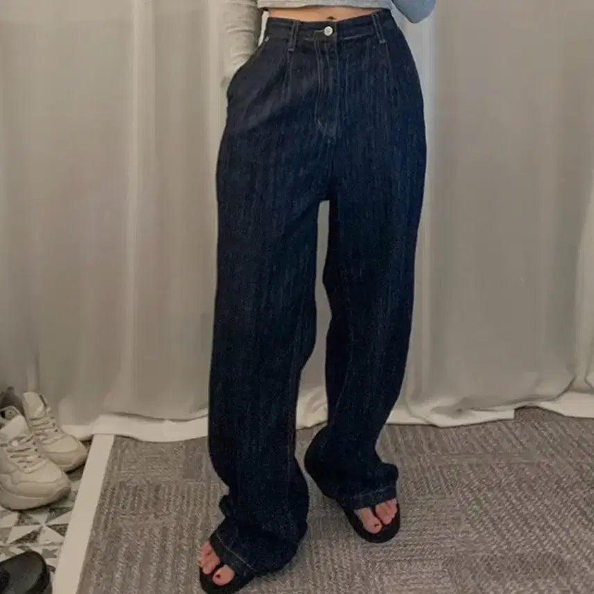 [BUNJANG] Denim Pants S / 핀턱 데님 팬츠 진청 컬러 S