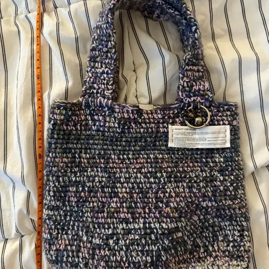 [BUNJANG] Handmade Knitted Tote Bag with Astronaut Keyring / [핸드메이드] 수제 뜨개질 토트백 믹스컬러 + 우주인키링