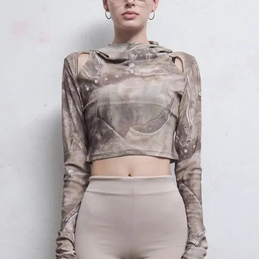 [BUNJANG] Hillda Cowl Neck Cropped Top / Hillda 힐다 cowl 후드 탑