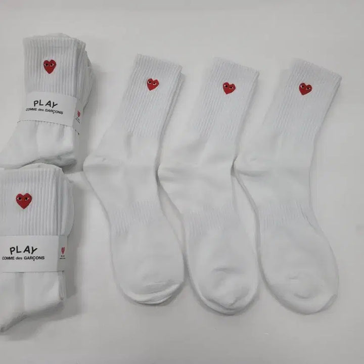[BUNJANG] Comme des Garcons Play Heart Socks (9 Pairs) / 꼼데가르송 플레이 흰색 하트 양말 9켤레