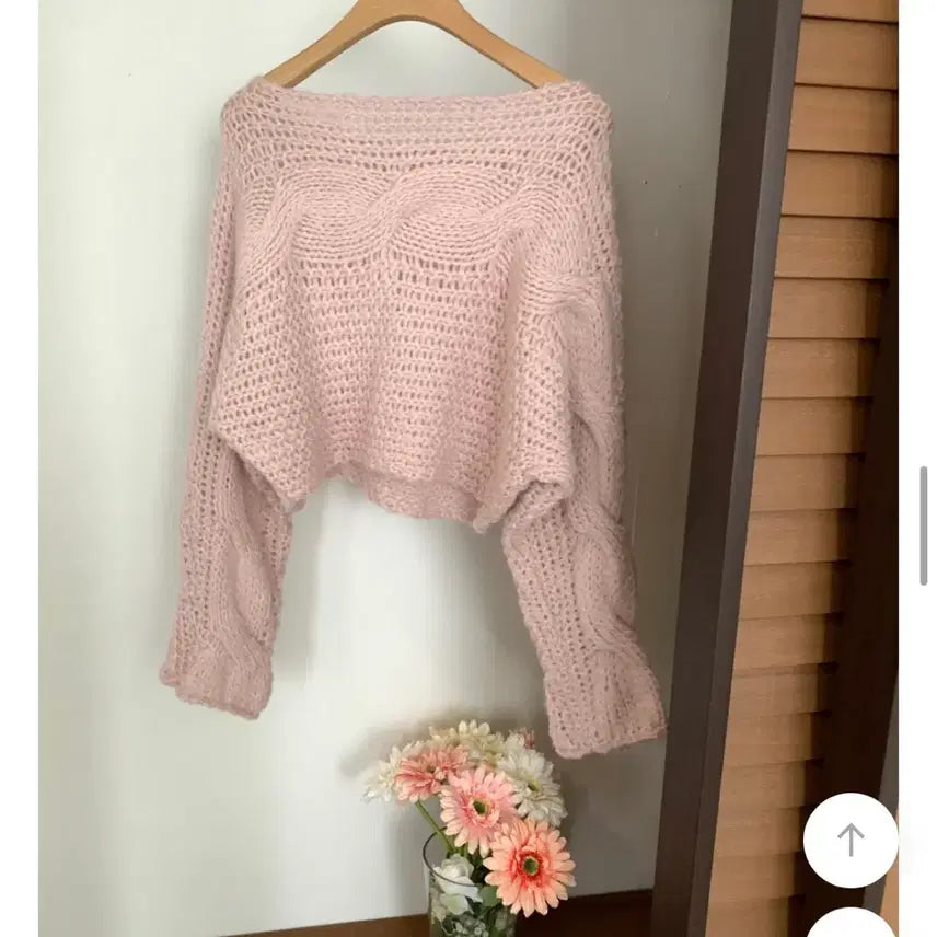 [BUNJANG] Flowring Handmade Crop Knit Pink / 플로우링 핸드메이드 크롭니트 핑크