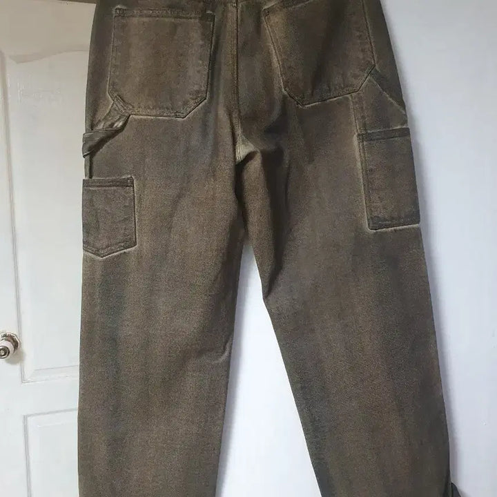 [BUNJANG] Elmood Khaki Brown Double Knee Carpenter Pants / 엘무드 워싱 카키 브라운 더블니 카펜터 팬츠