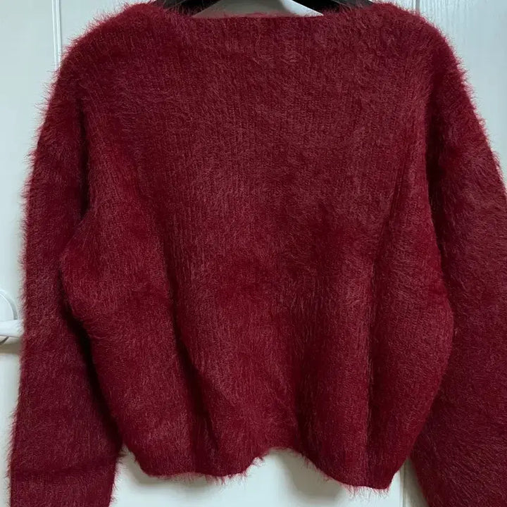 [BUNJANG] Mongdol Hairly Angora Knit Red / 몽돌 헤어리 앙고라 니트 레드