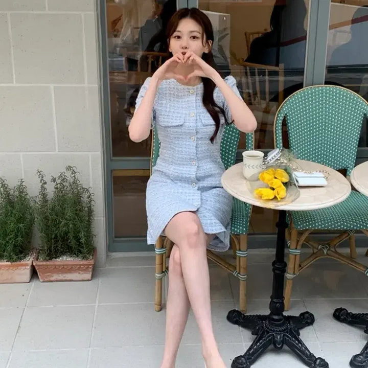 [BUNJANG] Attrangs Mine Short Sleeve Tweed Dress / 아뜨랑스 미느 반팔 트위드 원피스