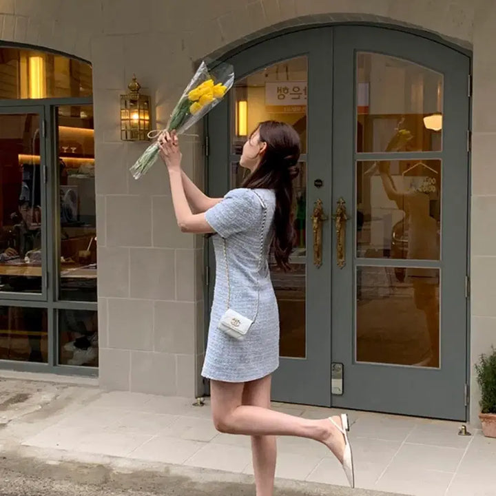 [BUNJANG] Attrangs Mine Short Sleeve Tweed Dress / 아뜨랑스 미느 반팔 트위드 원피스