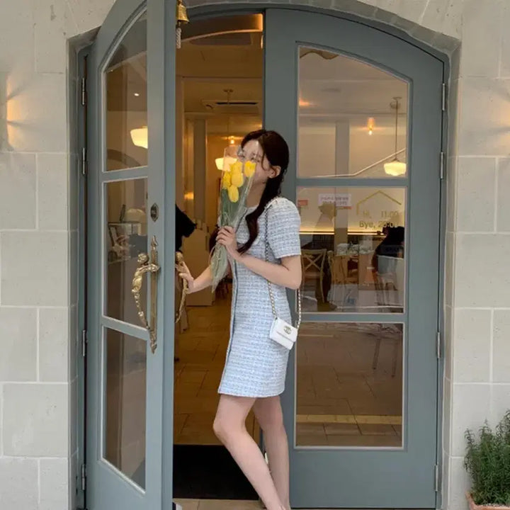 [BUNJANG] Attrangs Mine Short Sleeve Tweed Dress / 아뜨랑스 미느 반팔 트위드 원피스