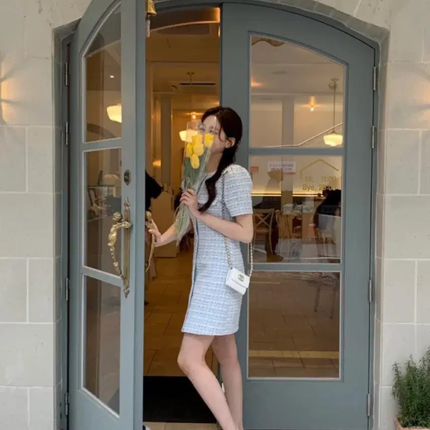 [BUNJANG] Attrangs Mine Short Sleeve Tweed Dress / 아뜨랑스 미느 반팔 트위드 원피스