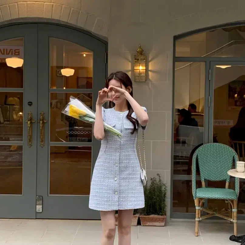 [BUNJANG] Attrangs Mine Short Sleeve Tweed Dress / 아뜨랑스 미느 반팔 트위드 원피스