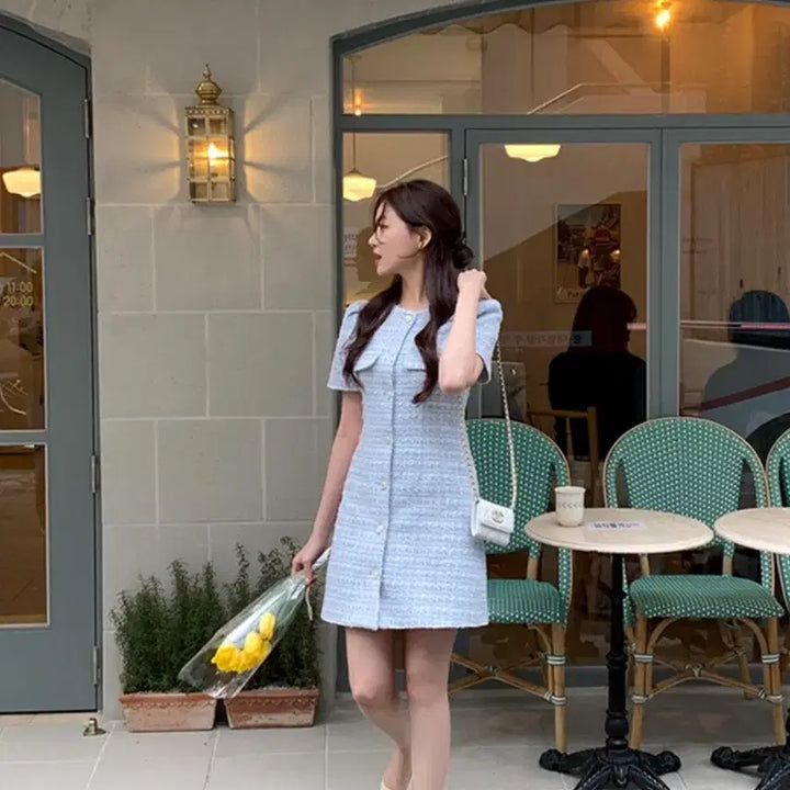 [BUNJANG] Attrangs Mine Short Sleeve Tweed Dress / 아뜨랑스 미느 반팔 트위드 원피스