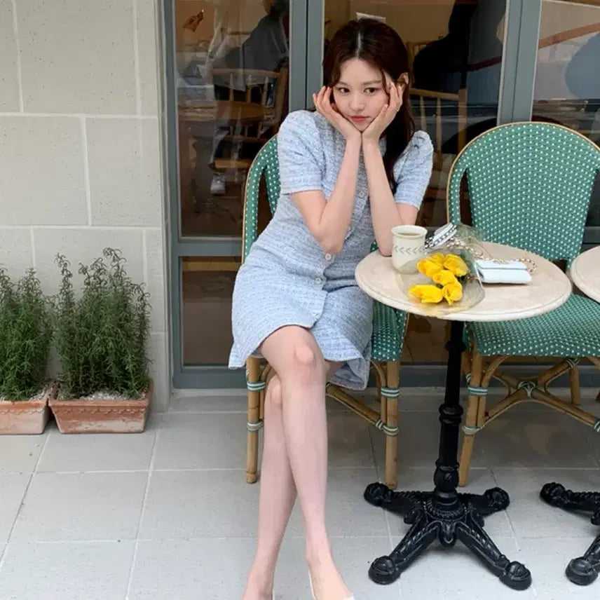 [BUNJANG] Attrangs Mine Short Sleeve Tweed Dress / 아뜨랑스 미느 반팔 트위드 원피스