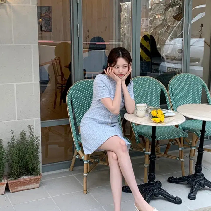 [BUNJANG] Attrangs Mine Short Sleeve Tweed Dress / 아뜨랑스 미느 반팔 트위드 원피스