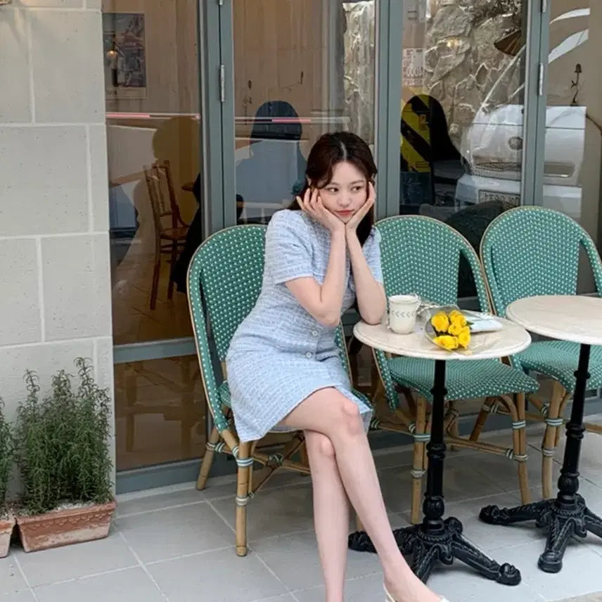 [BUNJANG] Attrangs Mine Short Sleeve Tweed Dress / 아뜨랑스 미느 반팔 트위드 원피스