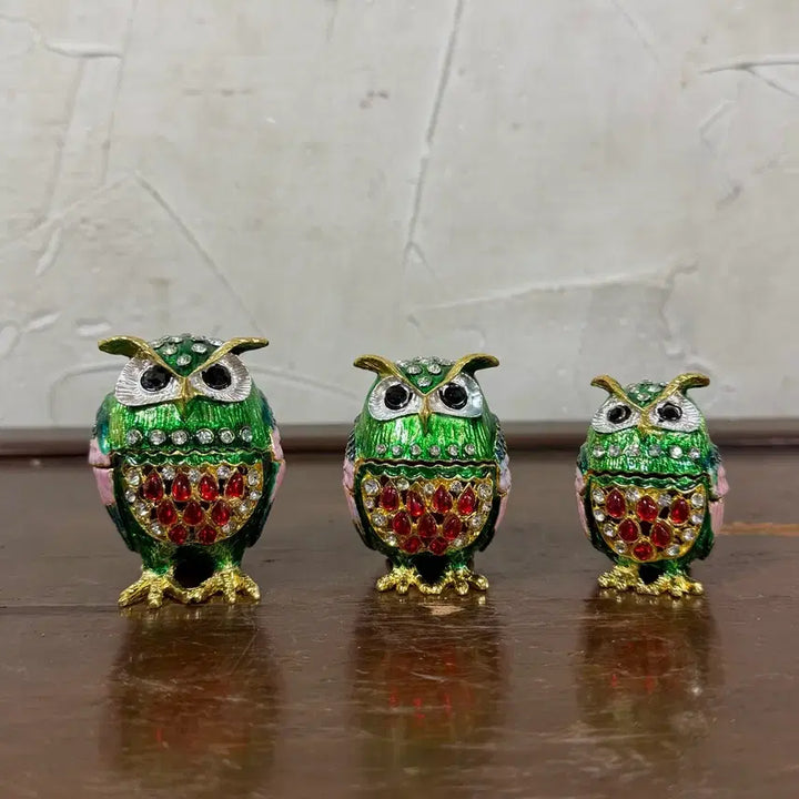 [BUNJANG] Owl Jewelry Box Set / 부엉이 보석함 큐빅 장식 세트 카페 샵 사무실 식당 인테리어 소품 재물