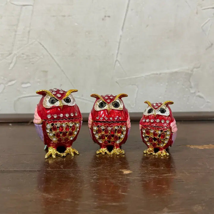 [BUNJANG] Owl Jewelry Box Set / 부엉이 보석함 큐빅 장식 세트 카페 샵 사무실 식당 인테리어 소품 재물