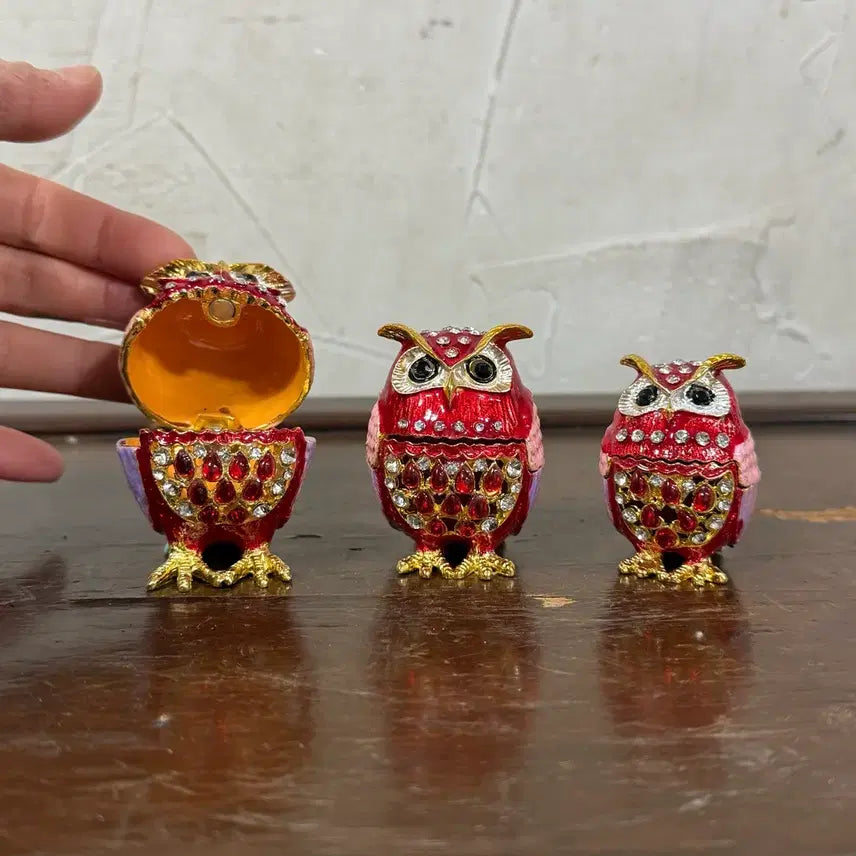 [BUNJANG] Owl Jewelry Box Set / 부엉이 보석함 큐빅 장식 세트 카페 샵 사무실 식당 인테리어 소품 재물
