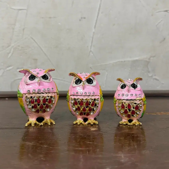 [BUNJANG] Owl Jewelry Box Set / 부엉이 보석함 큐빅 장식 세트 카페 샵 사무실 식당 인테리어 소품 재물