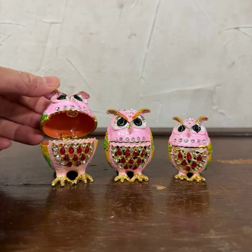 [BUNJANG] Owl Jewelry Box Set / 부엉이 보석함 큐빅 장식 세트 카페 샵 사무실 식당 인테리어 소품 재물