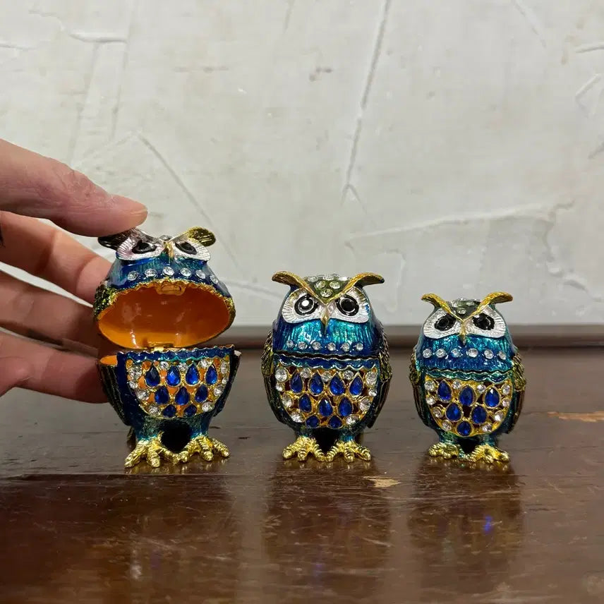 [BUNJANG] Owl Jewelry Box Set / 부엉이 보석함 큐빅 장식 세트 카페 샵 사무실 식당 인테리어 소품 재물
