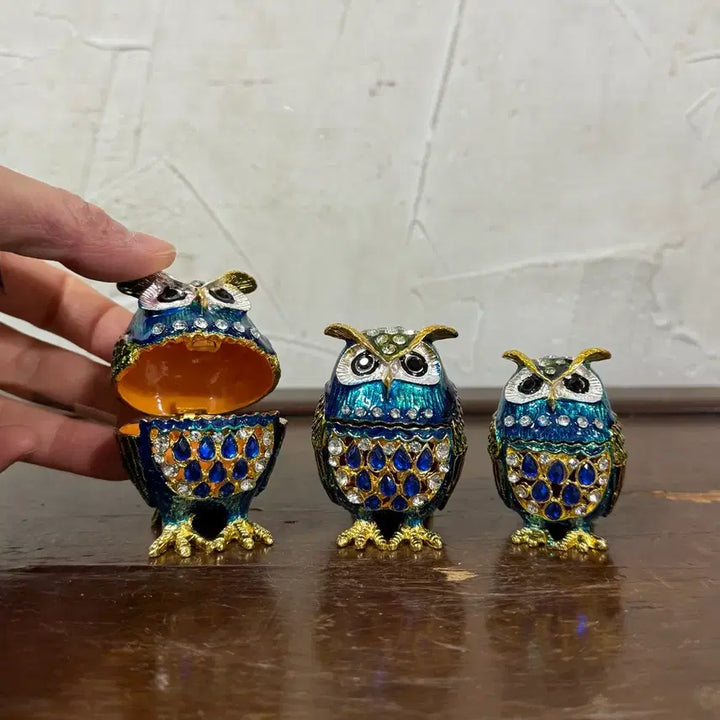 [BUNJANG] Owl Jewelry Box Set / 부엉이 보석함 큐빅 장식 세트 카페 샵 사무실 식당 인테리어 소품 재물