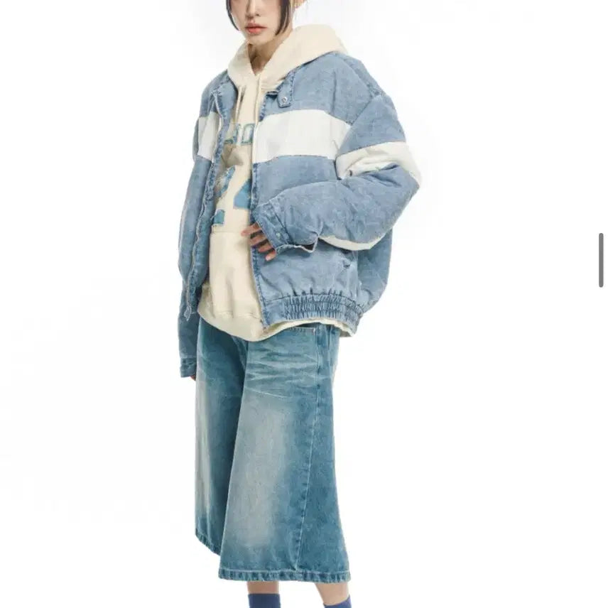 [BUNJANG] Easy ENOUII 8-part Denim Bermuda Shorts - Medium Blue / 이지노이지 8부 데님 버뮤다팬츠- 미디엄블루