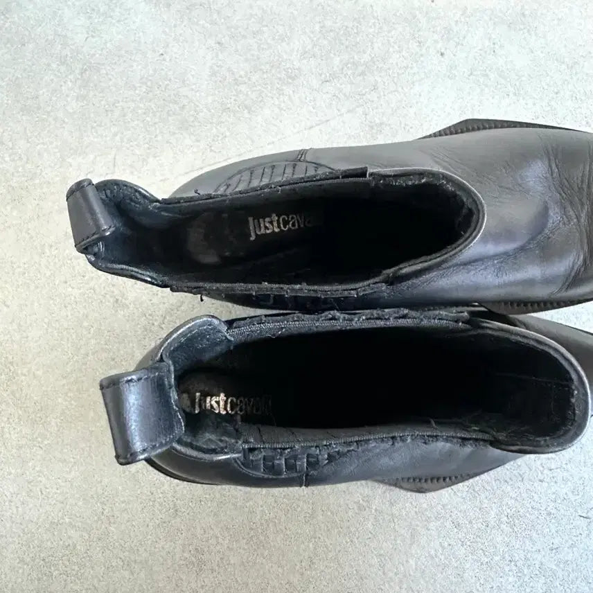 [BUNJANG] Just Cavalli Square Toe Black Leather Ankle Boots / 저스트 카발리 스퀘어토 블랙 레더 앵클부츠