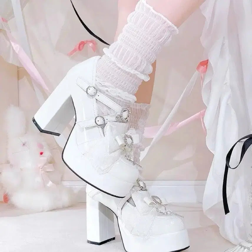 [BUNJANG] Unbranded Japanese Style High Heel Platform Shoes / 전학생 일본식 양산형 하이힐 두툼한 굽 방수대 신발 지뢰계 슈즈(2컬러)