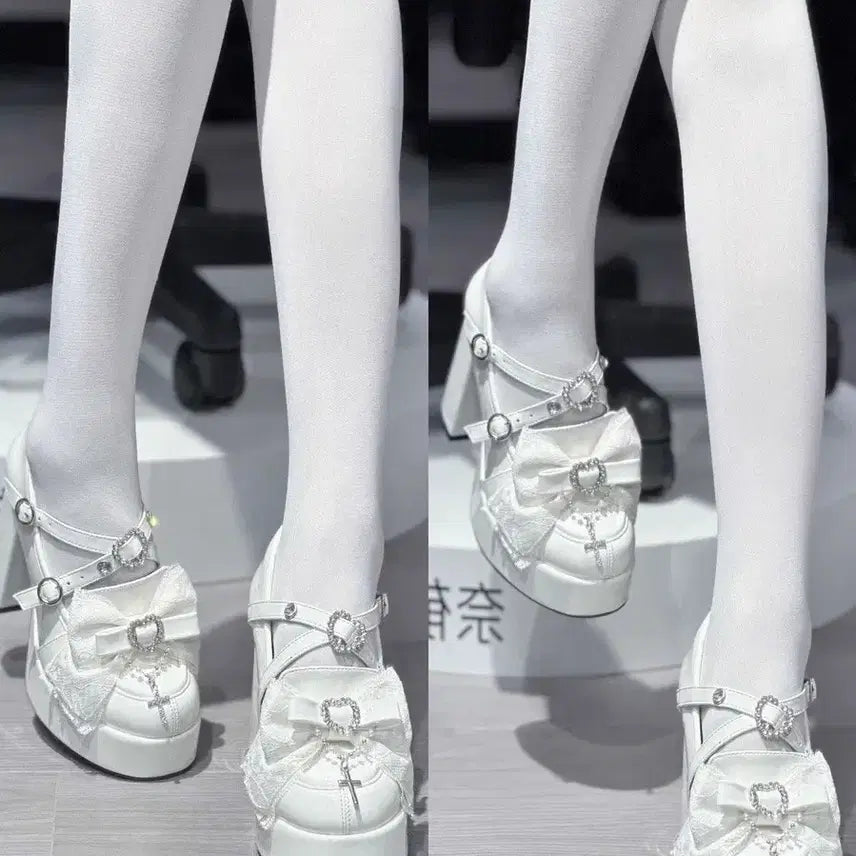 [BUNJANG] Unbranded Japanese Style High Heel Platform Shoes / 전학생 일본식 양산형 하이힐 두툼한 굽 방수대 신발 지뢰계 슈즈(2컬러)