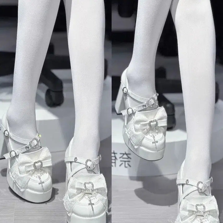 [BUNJANG] Unbranded Japanese Style High Heel Platform Shoes / 전학생 일본식 양산형 하이힐 두툼한 굽 방수대 신발 지뢰계 슈즈(2컬러)