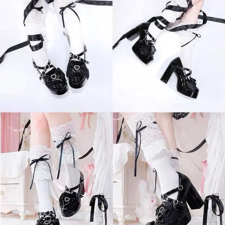 [BUNJANG] Unbranded Japanese Style High Heel Platform Shoes / 전학생 일본식 양산형 하이힐 두툼한 굽 방수대 신발 지뢰계 슈즈(2컬러)