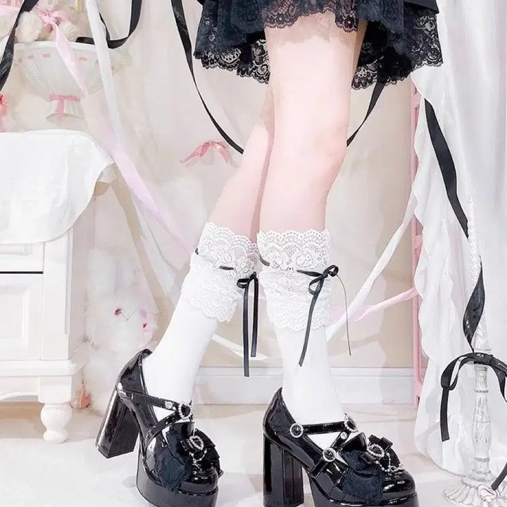 [BUNJANG] Unbranded Japanese Style High Heel Platform Shoes / 전학생 일본식 양산형 하이힐 두툼한 굽 방수대 신발 지뢰계 슈즈(2컬러)