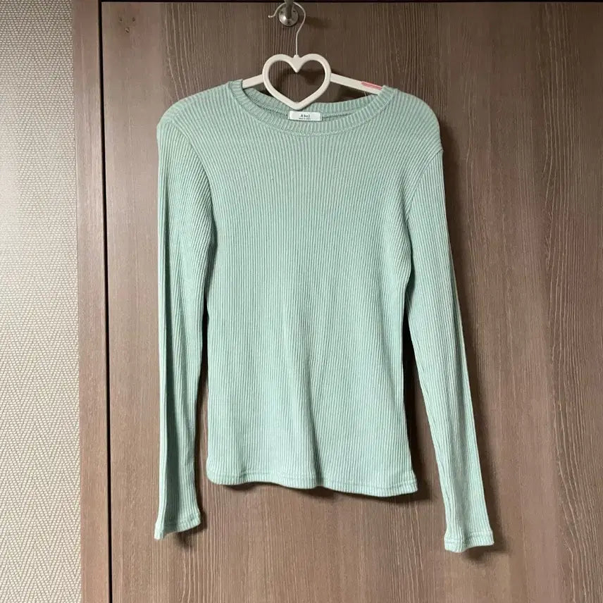[BUNJANG] Abel Mint Green Ribbed Long Sleeve T-Shirt / Abel 민트색 골지 긴팔 티셔츠
