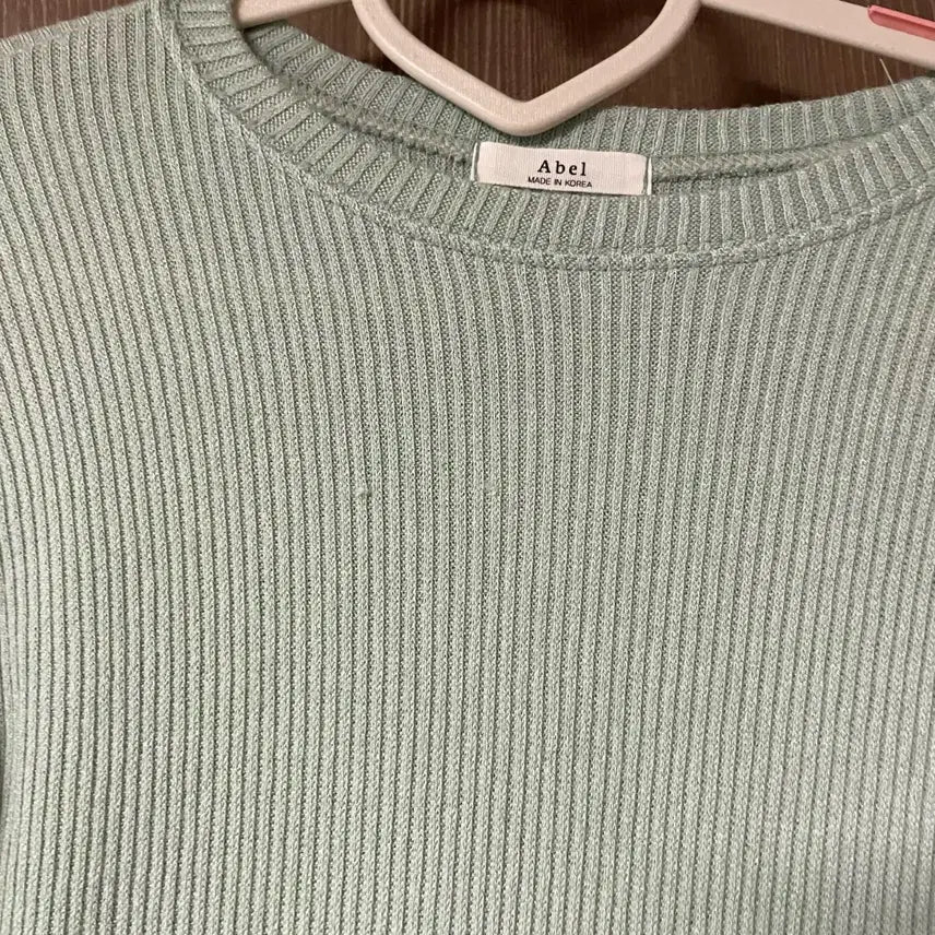 [BUNJANG] Abel Mint Green Ribbed Long Sleeve T-Shirt / Abel 민트색 골지 긴팔 티셔츠
