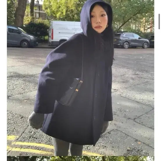 [BUNJANG] Celine & Leong Navy Hooded Coat / 셀리앤리옹 후드 코트 네이비