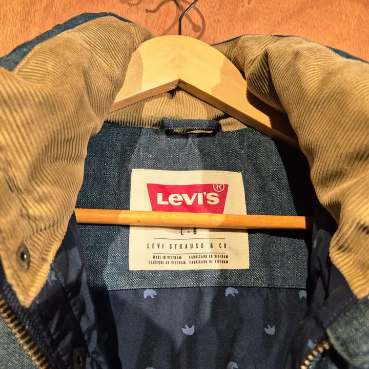 [BUNJANG] Levi's Denim Down Padded Jacket / 리바이스 다운 데님 패딩 L (번107 팔 탈부착