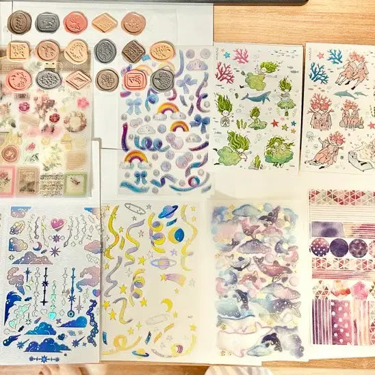 [BUNJANG] Bundle Set of 17 Deco Sticker Sheets (45 Pieces) / 다꾸 스티커 자투리 17종 총 45매 일괄