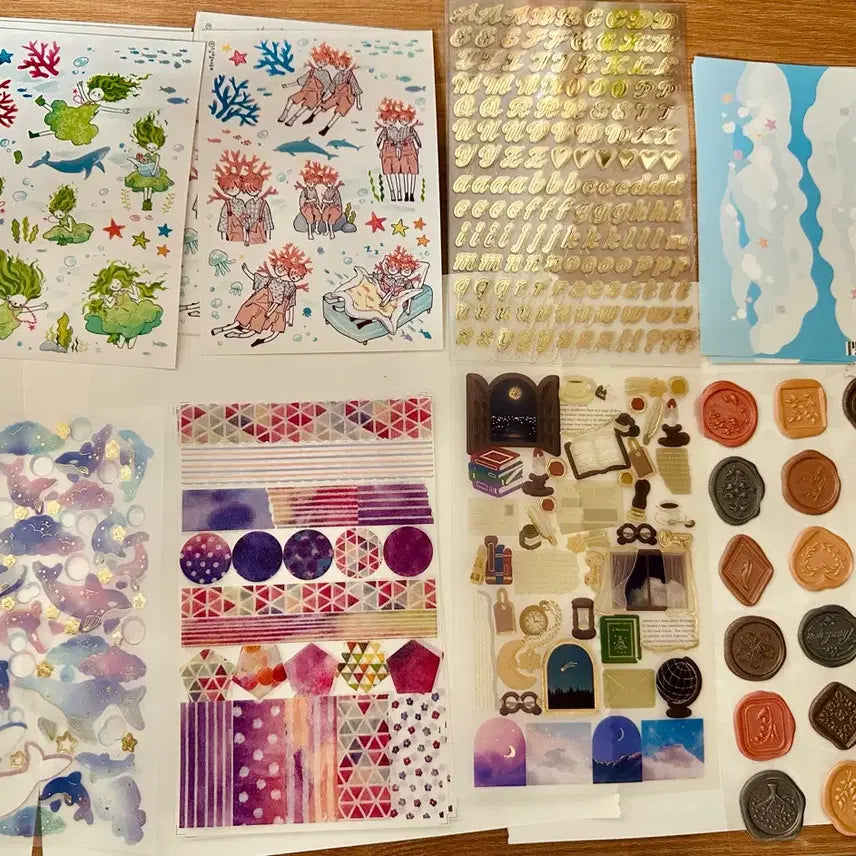 [BUNJANG] Bundle Set of 17 Deco Sticker Sheets (45 Pieces) / 다꾸 스티커 자투리 17종 총 45매 일괄