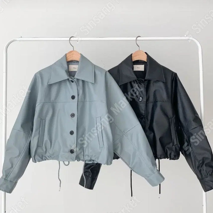 [BUNJANG] Leather String Jacket / 레더 스티링 가죽 자켓 (팔로우특가)