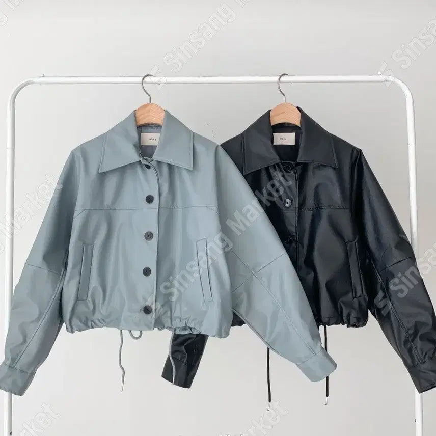 [BUNJANG] Leather String Jacket / 레더 스티링 가죽 자켓 (팔로우특가)