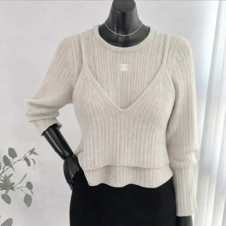 [BUNJANG] Bustier Set Cream Beige / 샤넬스타일 뷔스티에 세트